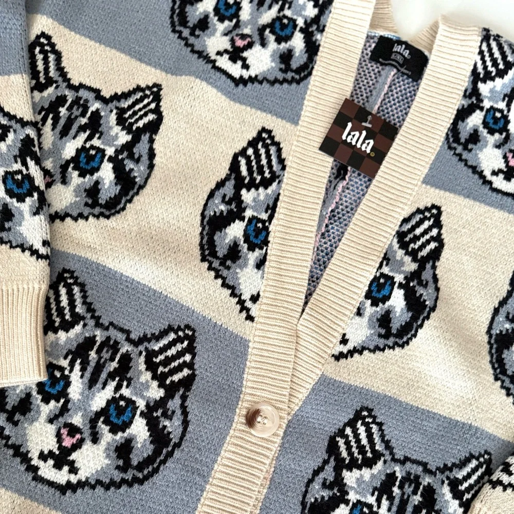Dressed in Lala Pretty Kitty Oversized Cardigan